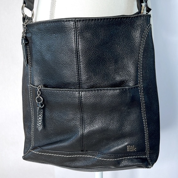 The Sak black leather cross body bag with adjustable shoulder strap and pad - Picture 3 of 12
